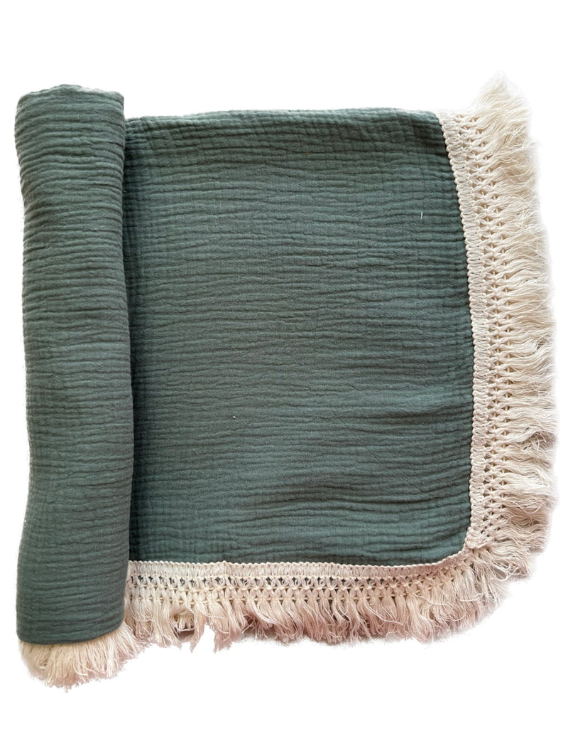 Sage Fringe Swaddle